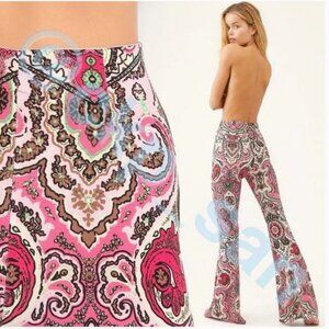 Free People Harper Printed Elastic Waist Flare Pants, XS
